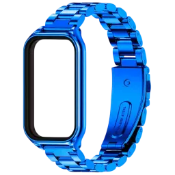 Pulseira metálica de elos azul para Xiaomi Smart Band 8 Active