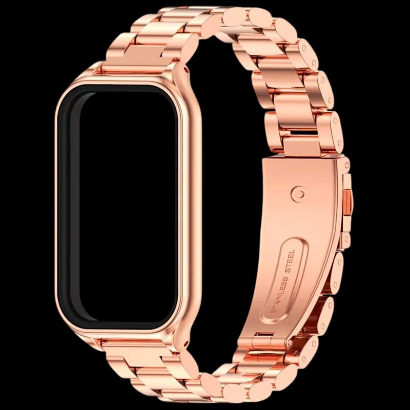 Pulseira metálica de elos rosa para Xiaomi Smart Band 8 Active