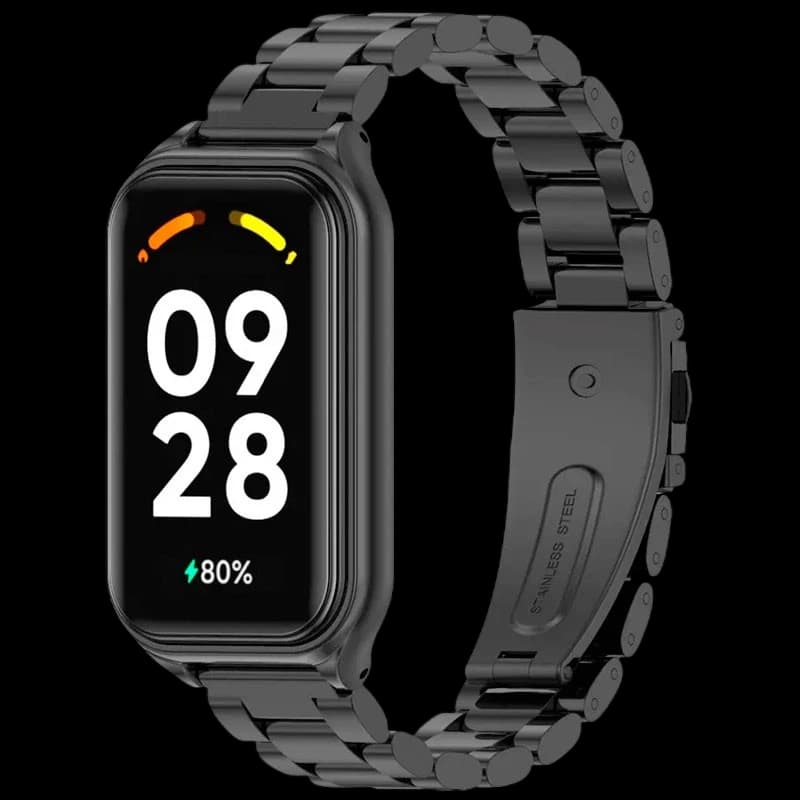 Pulseira metálica de elos preta para Xiaomi Smart Band 8 Active