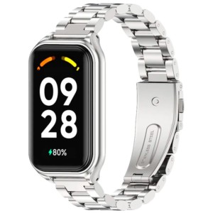 Bracelet en métal à maillons argentée pour Xiaomi Smart Band 8 Active