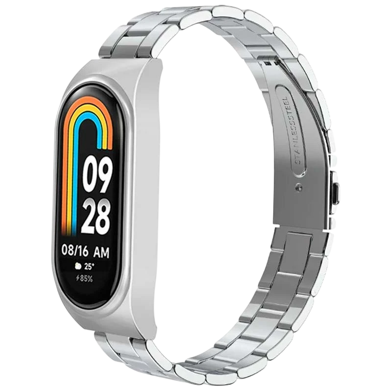 Bracelet en métal à maillons argentée pour Xiaomi Smart Band 8 - Ítem