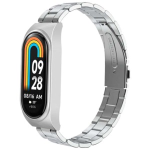 Bracelet en métal à maillons argentée pour Xiaomi Smart Band 8