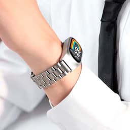 fotografía real de la Correa metálica de eslabones plata para Xiaomi Smart Band 8