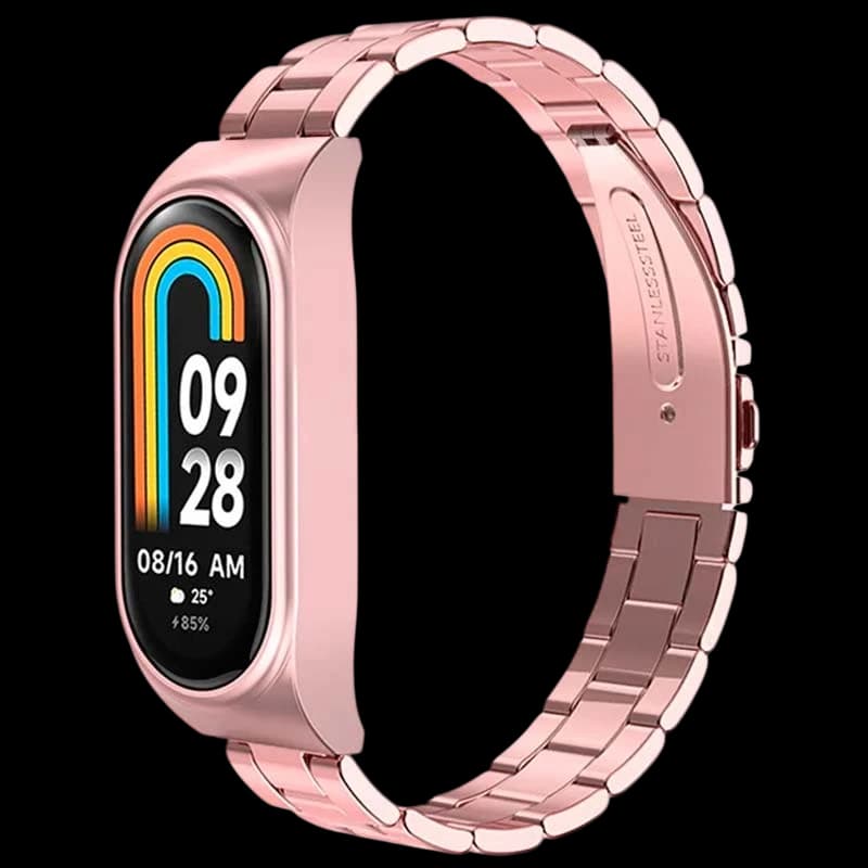 Correa metálica de eslabones rosa para Xiaomi Smart Band 8