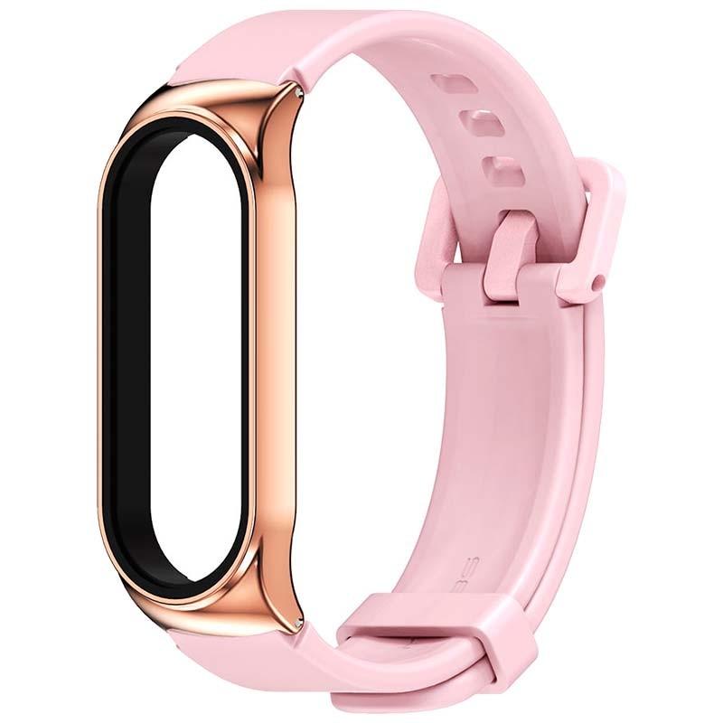 Mica 3d curva + Correa Para Xiaomi Mi Band 5 y 6 - ROSA GENERICO