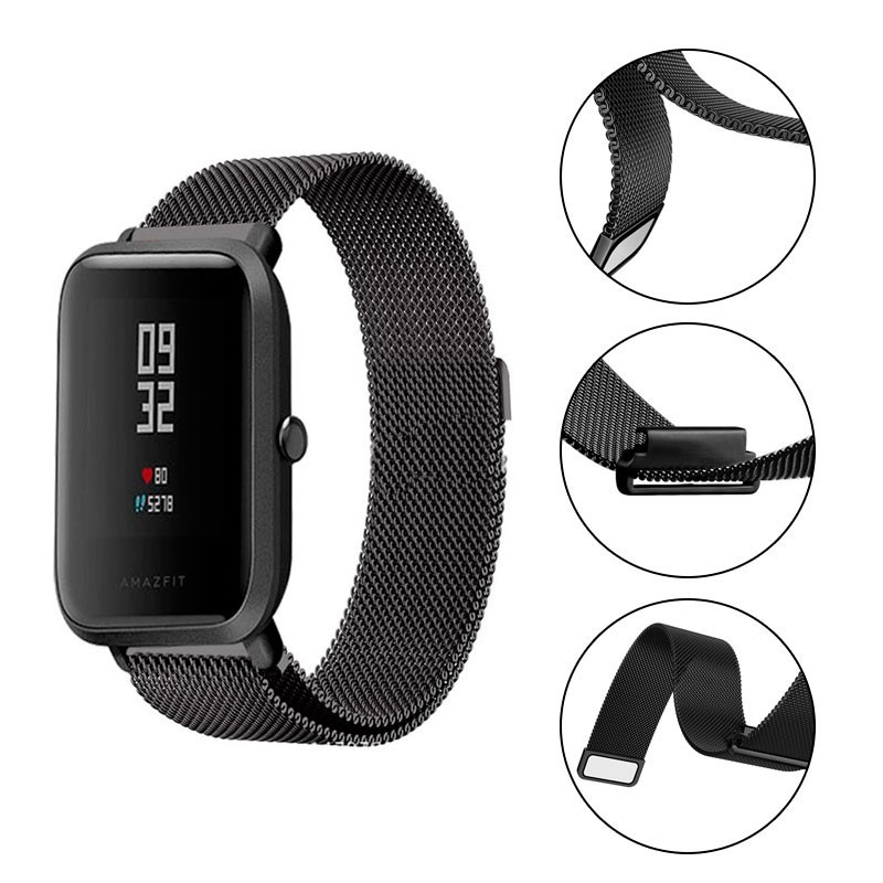 Correa Acero para Amazfit BIP U PRO Negro y Dorado