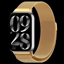 Pulseira Milanesa Magnética dourada em aço inox, malha fina, ajuste magnético, compatível com Mi Smart Band 9 Pro, Band 8 Pro, Redmi Watch 4, 5, 6