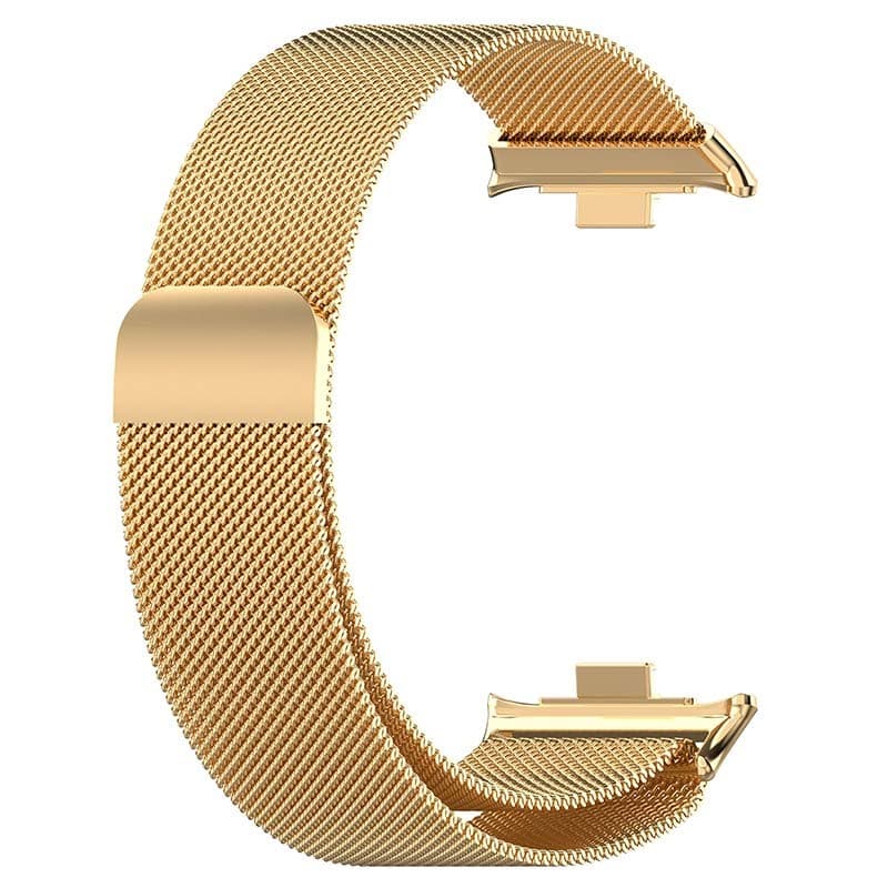 Vista traseira da pulseira milanês magnética dourado para Xiaomi Smart Band 8 Pro