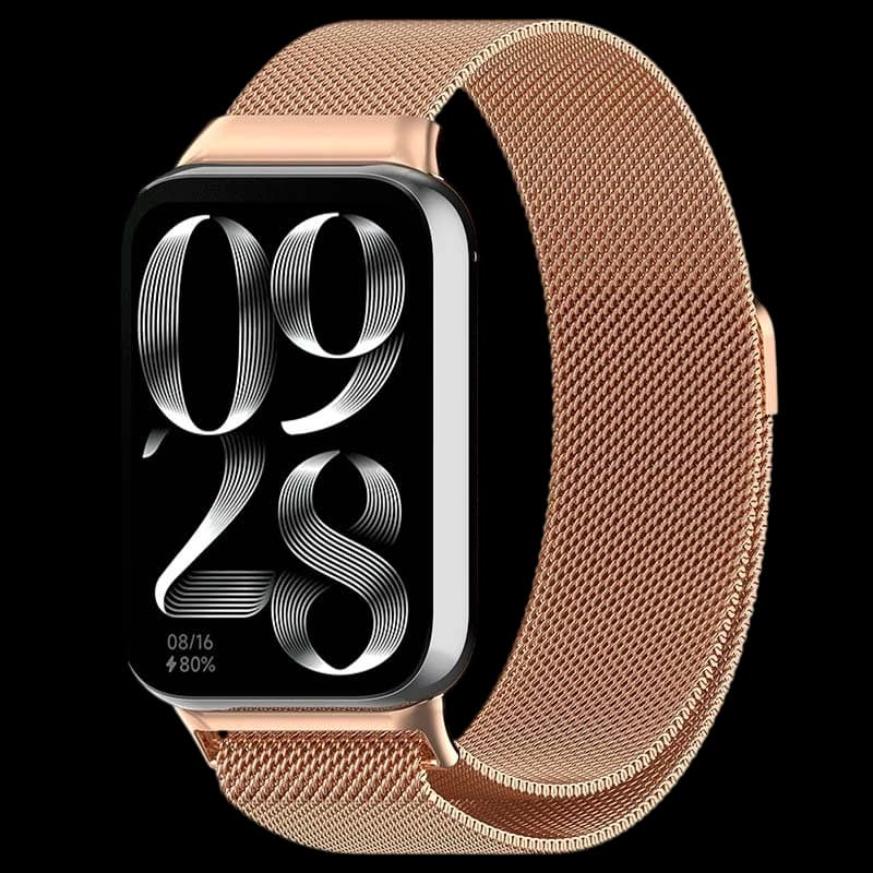 Pulseira Milanesa Magnética dourado rosa para Xiaomi Mi Smart Band 9 Pro, Band 8 Pro, Redmi Watch 4 5 6 e Smart Band 10 Pro, malha fina e fecho ajustável