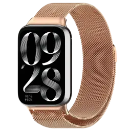 Pulseira Milanesa Magnética dourado rosa para Xiaomi Mi Smart Band 9 Pro, Band 8 Pro, Redmi Watch 4 5 6 e Smart Band 10 Pro, malha fina e fecho ajustável