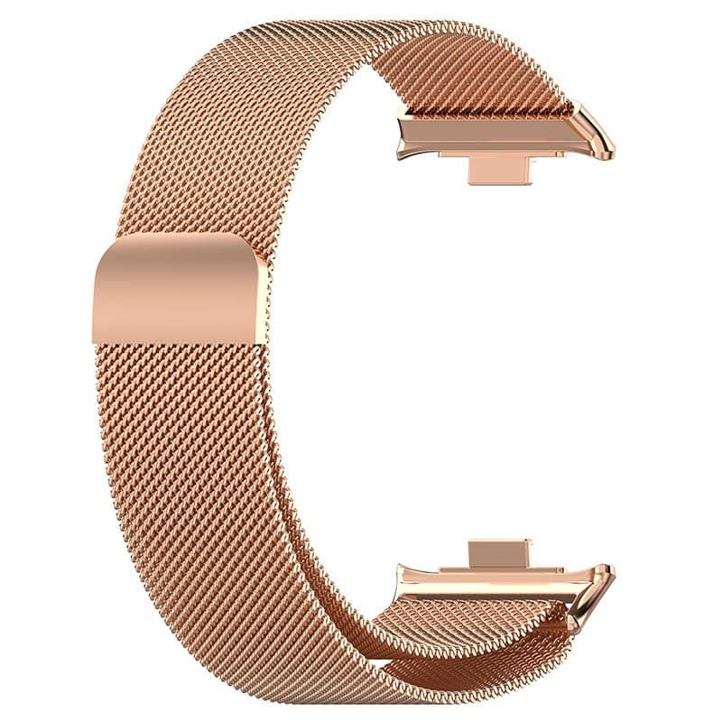 Vista traseira da pulseira milanês magnética rosa para Xiaomi Smart Band 8 Pro