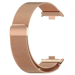 Vista traseira da pulseira milanês magnética rosa para Xiaomi Smart Band 8 Pro