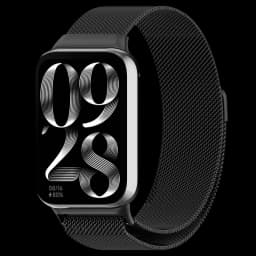 Bracelet Milanais magnétique noir pour Xiaomi Mi Smart Band 9 Pro, Band 8 Pro, Redmi Watch 4 5 6 et Smart Band 10 Pro, maille fine, fermeture ajustable