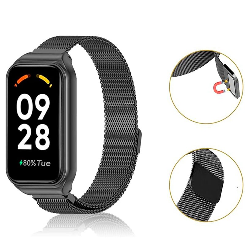 Bracelet milanais magnétique noire pour Xiaomi Smart Band 8 Active - Ítem2