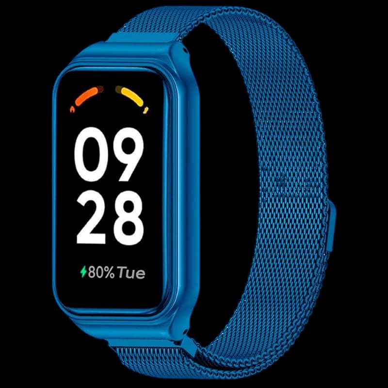 Pulseira milanesa magnética azul para Xiaomi Smart Band 8 Active