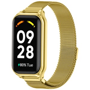 Pulseira milanesa magnética dourada para Xiaomi Smart Band 8 Active