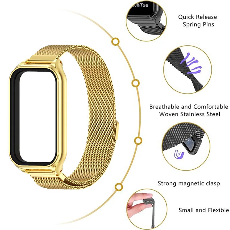 Correa milanesa magnética dorada para Xiaomi Smart Band 8 Active - Ítem1