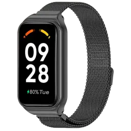 Pulseira milanesa magnética preta para Xiaomi Smart Band 8 Active