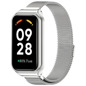 Para Xiaomi Mi Band 8 Correa de reloj de metal con hebilla milanesa (Plata)