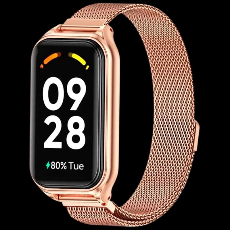 Pulseira milanesa magnética rosa para Xiaomi Smart Band 8 Active