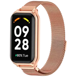 Pulseira milanesa magnética rosa para Xiaomi Smart Band 8 Active