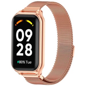 Bracelet milanais magnétique rose pour Xiaomi Smart Band 8 Active