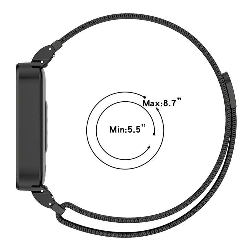 Pulseira milanesa magnética rosa para Xiaomi Smart Band 9 Active - medidas