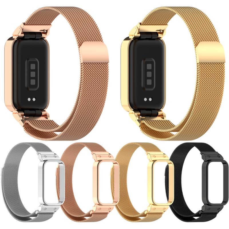 Correa Milanesa Magnética Xiaomi Mi Smart Band 9 Active / Redmi Smart Band 3 Dorado Rosa - Ítem2