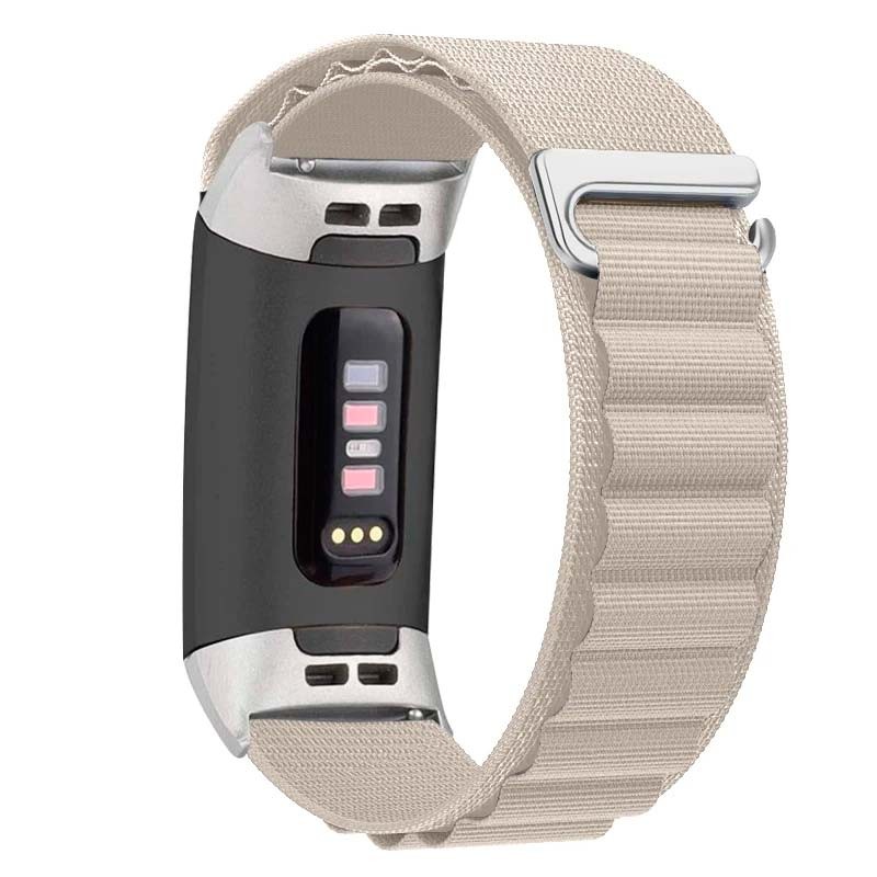 Bracelet en nylon compatible avec Fitbit Charge 6 de couleur Blanc - Ítem1