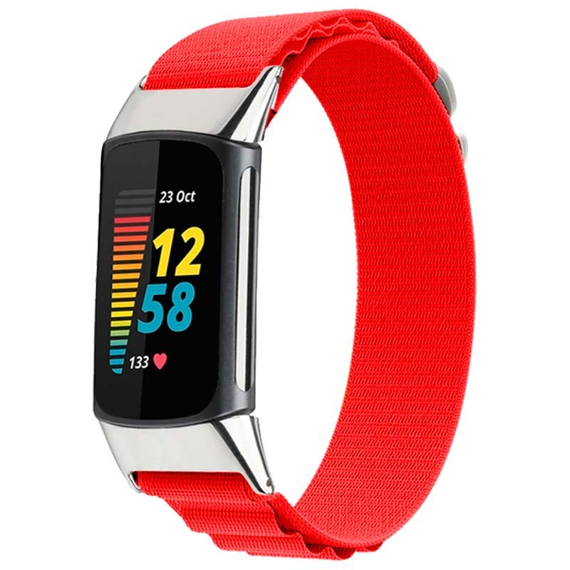 Bracelet en nylon compatible avec Fitbit Charge 6 de couleur Rouge - Ítem