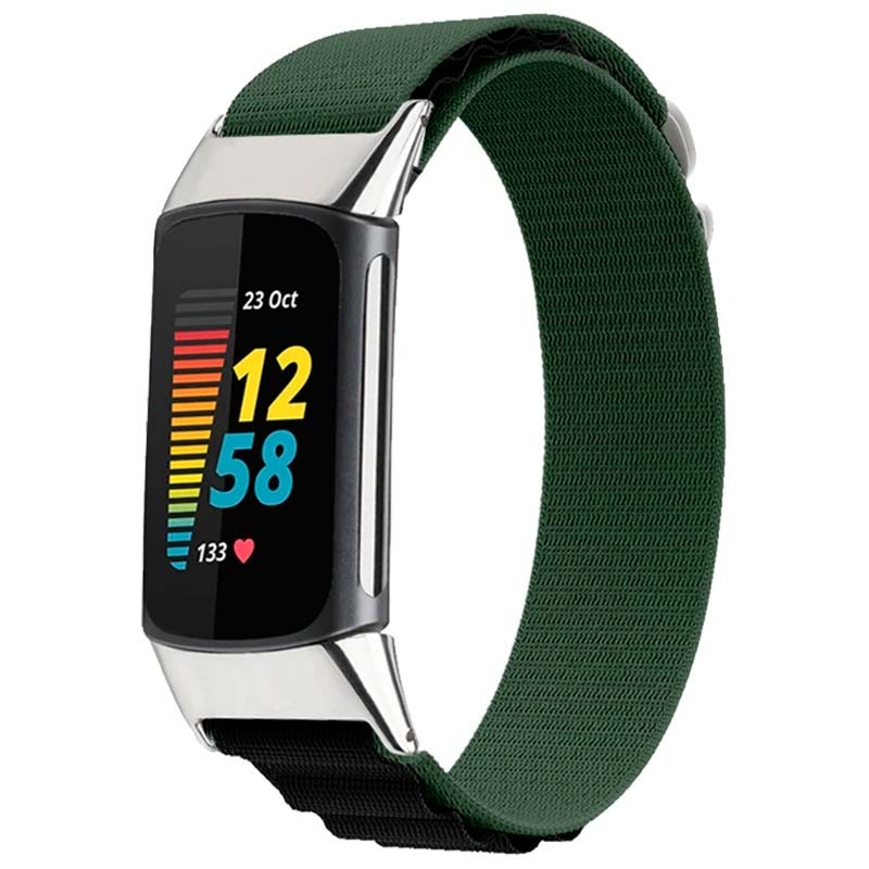 Bracelet en nylon compatible avec Fitbit Charge 6 de couleur Vert - Ítem