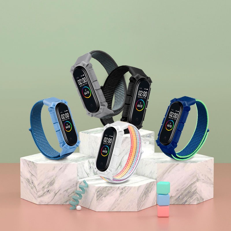 Correa de Nailon Rugerizada Arcoíris para Xiaomi Mi Smart Band 6 / Mi Band 5 / Amazfit Band 5 - Ítem1