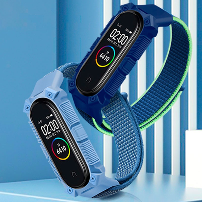 Correa de Nailon Rugerizada Azul para Xiaomi Mi Smart Band 6 / Mi Band 5 / Amazfit Band 5 - Ítem1