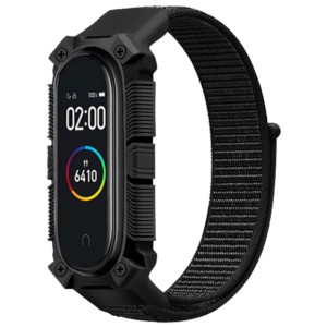 Pulseira de Nylon Rugged Preta Xiaomi Mi Smart Band 6 / Mi Band 5 / Amazfit Band 5