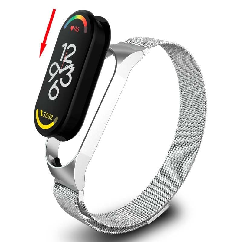 comment mettre le Bracelet milanais magnétique compatible avec Xiaomi Smart Band 7 en couleur Or Rose