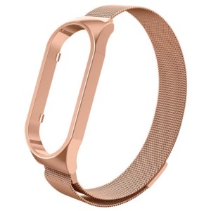 Bracelet milanais magnétique compatible avec Xiaomi Smart Band 7 de couleur Or Rose