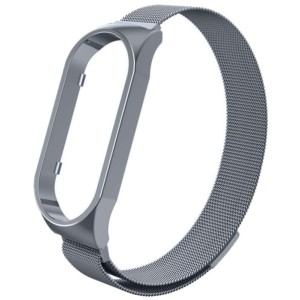 Bracelet milanais magnétique compatible avec Xiaomi Smart Band 7 de couleur Gris Argenté