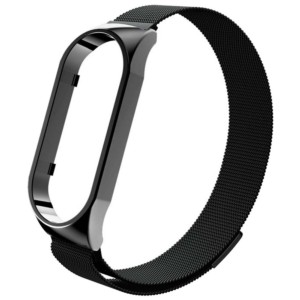 Black Magnetic Milanese Strap compatible with Xiaomi Smart Band 7