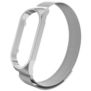 Bracelet milanais magnétique compatible avec Xiaomi Smart Band 7 de couleur Argent