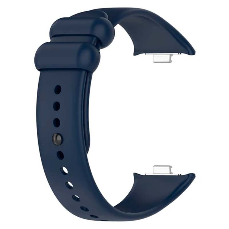 Pulseira de silicone azul marinho, lisa e ajustável, com fecho clássico e pinos de encaixe rápido, compatível com Mi Band 9 Pro, 8 Pro e Redmi Watch 4, 5, 6