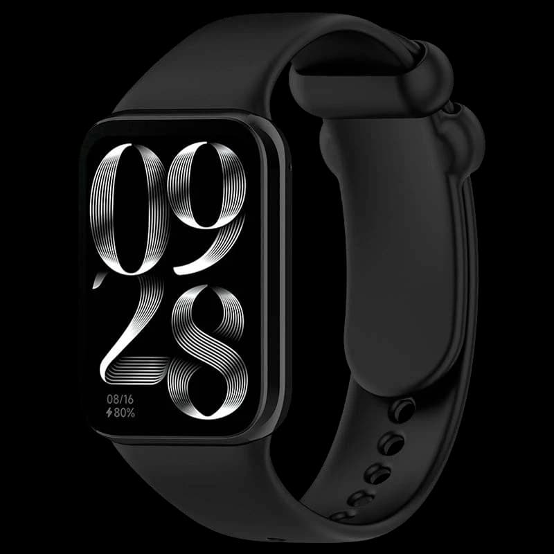 Bracelet silicone noir pour Xiaomi et Redmi: bande lisse, boucle ajustable, finition mate, compatible Mi Smart Band 9 Pro, Band 8 Pro, Smart Band 10 Pro, Watch