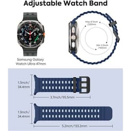 Correa de silicona Samsung Galaxy Watch Ultra Azul Oscuro - vista frontal y trasera