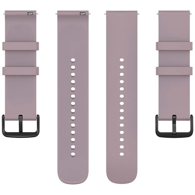 vue de face et arrière du bracelet en silicone violet universel de 22mm pour montre connectée
