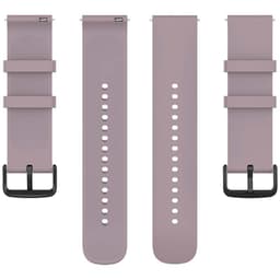 vue de face et arrière du bracelet en silicone violet universel de 22mm pour montre connectée