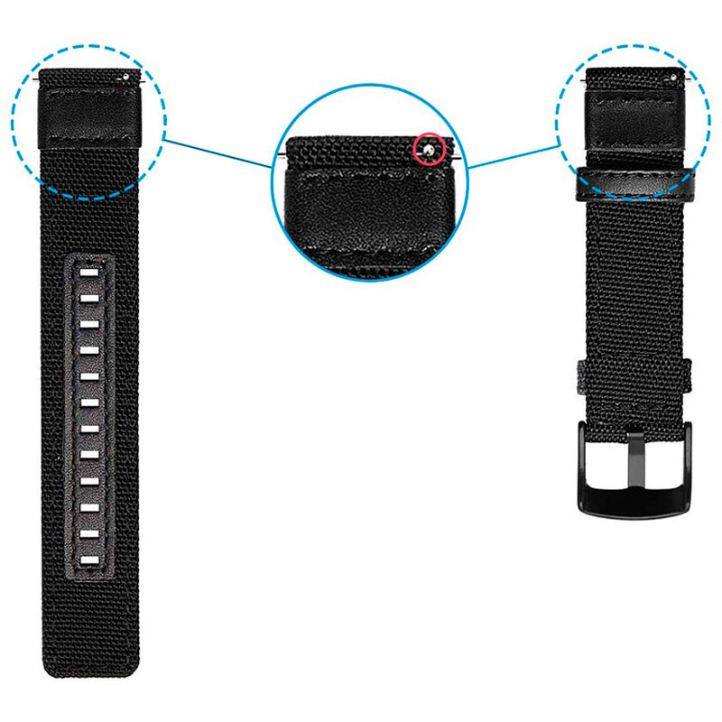 Pulseira Universal Nylon Ajustável 22mm Preta para Smartwatch Xiaomi/Amazfit/Samsung/Huawei/Realme/Ticwatch - Item1