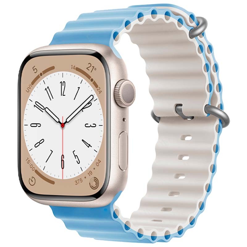 Bracelet Apple Watch 38/40/41mm Wave Bleu Ciel+Blanc Etoile - Ítem