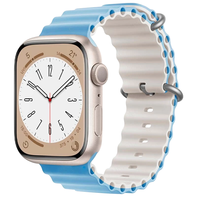 Pulseira Apple Watch 42/44/45/49mm Wave Azul Céu+Branco Estrela - Item