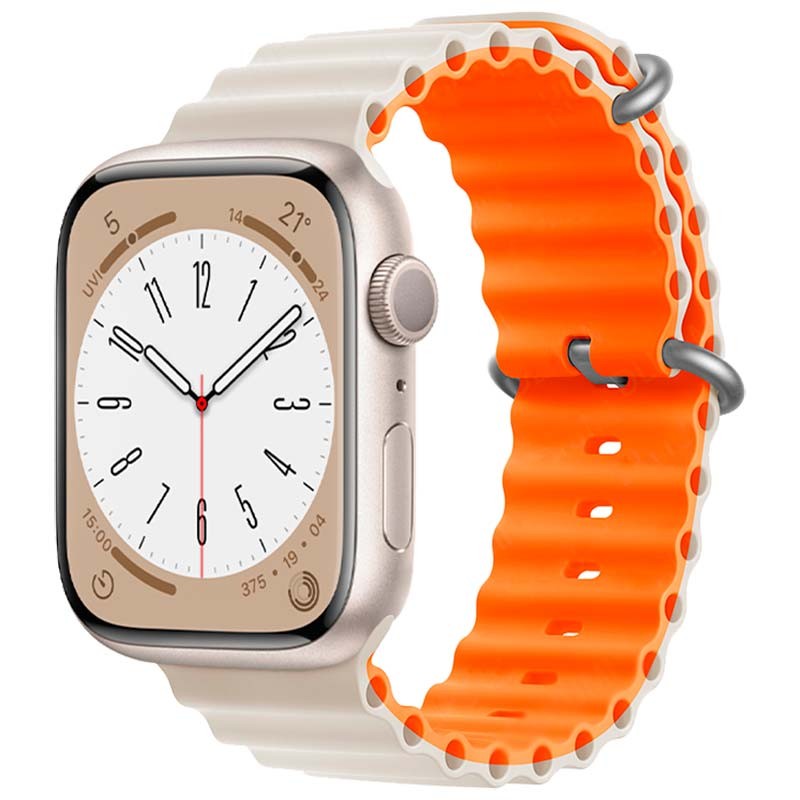 Correa Apple Watch 38/40/41mm Wave Blanco Estrella+Naranja - Ítem