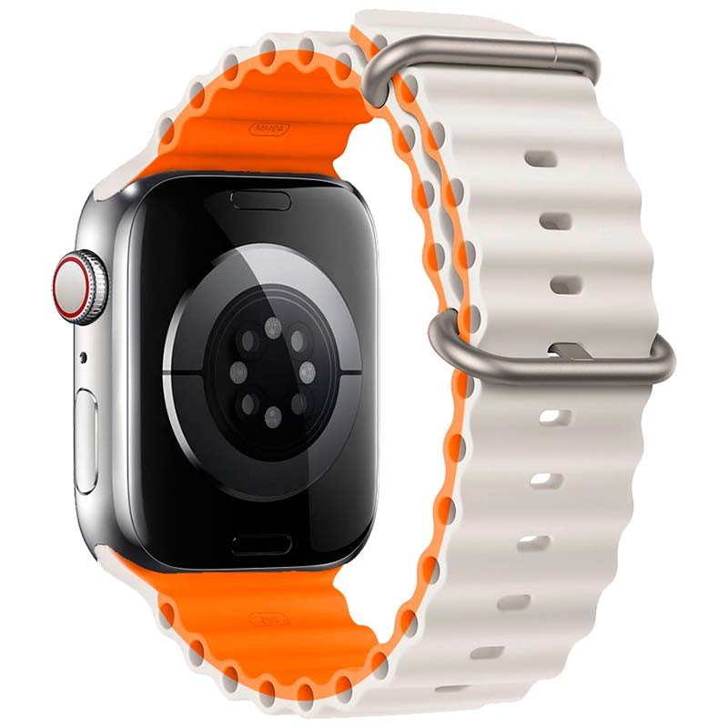 Correa Apple Watch 38/40/41mm Wave Blanco Estrella+Naranja - Ítem1