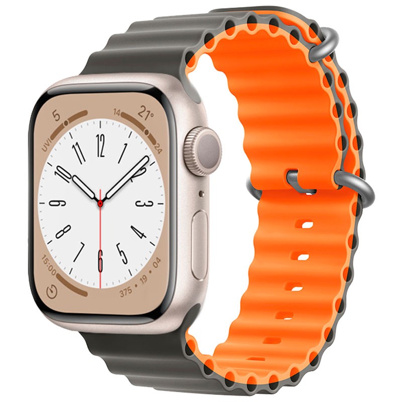 Bracelet Apple Watch 42/44/45/49mm Wave Gris+Orange - Ítem
